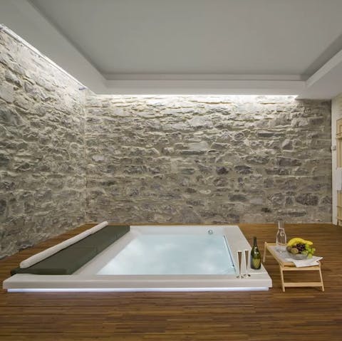 Plunge into the hot tub when you need a moment of relaxation