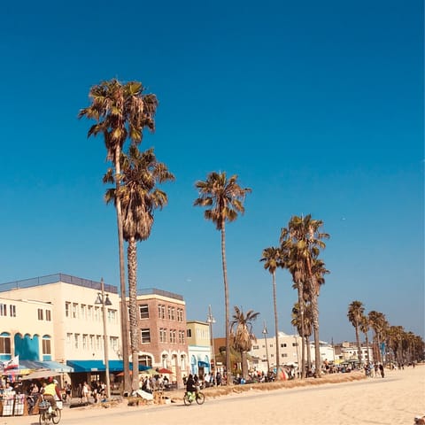 Hire out bikes to explore Venice Beach, just five blocks away
