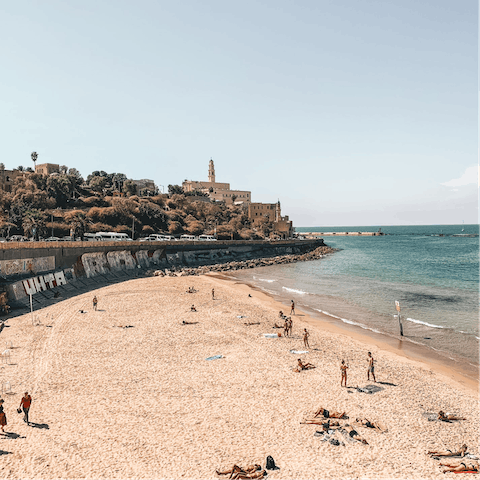 Drive twenty minutes to reach the beach and ancient buildings of Old Jaffa