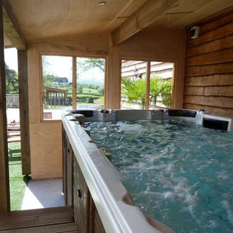 Unwind with a soak in the outdoor hot tub