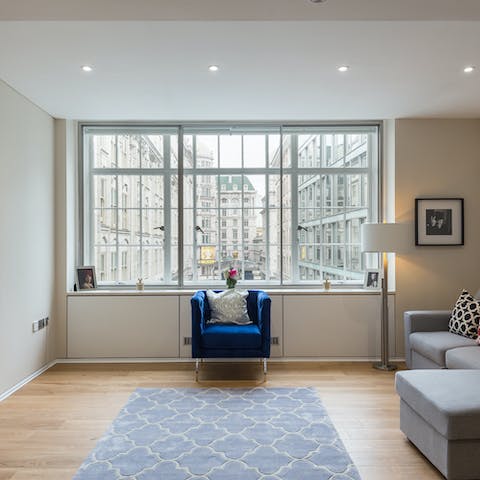 Take in views of The Savoy from the bright living room