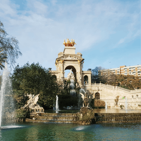 Spend the afternoon in the lush surroundings of Parc de la Ciutadella, twenty minutes away