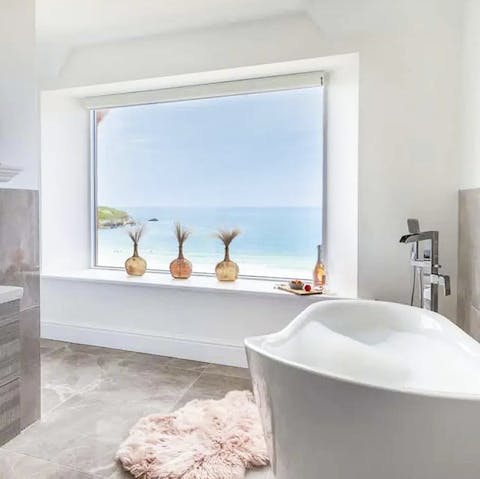 Enjoy stunning sea views while soaking in the tub