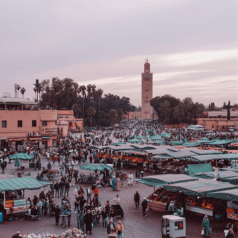 Dive ito Marrakech's ancient medina, just a ten kilometre drive away