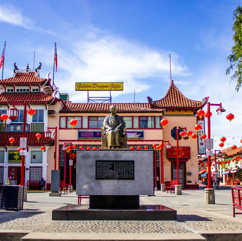 Explore LA's Chinatown and see the historical statue of Dr. Sun Yat-sen