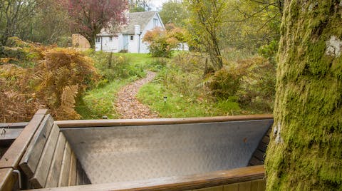 Make outdoor bathing your new daily routine (don't worry - there's a bath and shower indoors too)
