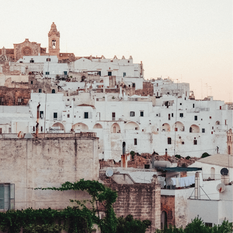 Take a day trip to the whitewashed old town in nearby Ostuni – only 3km away
