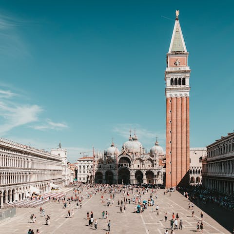 Wander over to historical St Mark’s Square, just five minutes from your door