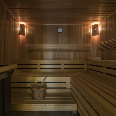 Unwind and luxuriate in the private sauna after a swim in the pool