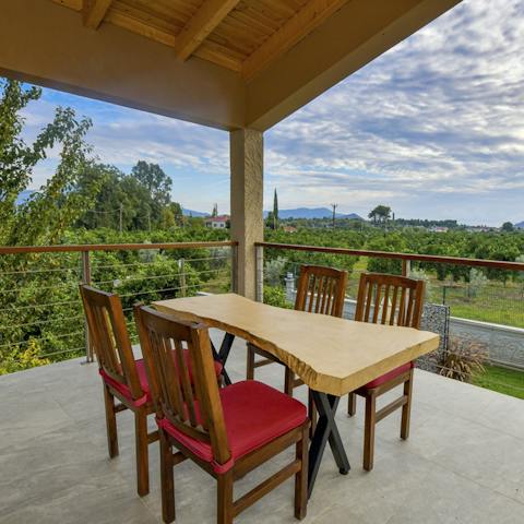 Enjoy countryside views from the private terrace