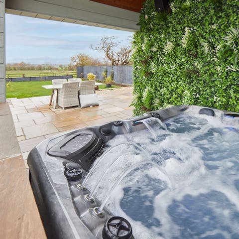 Toast the day from your private hot tub