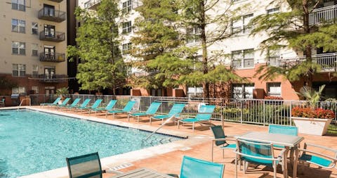 Relax by the communal pool