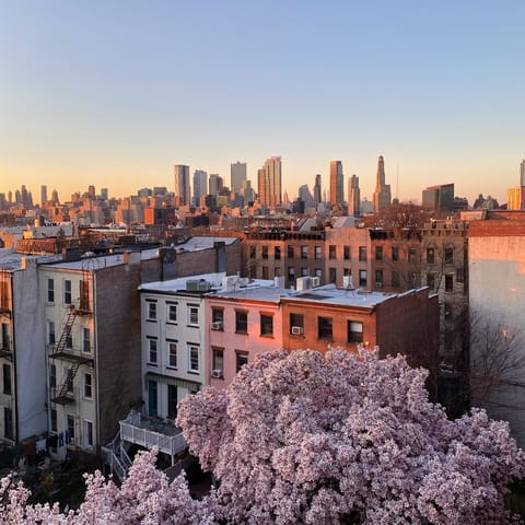 Take in the views of Manhattan's iconic skyline from your spot in Brooklyn