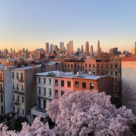 Take in the views of Manhattan's iconic skyline from your spot in Brooklyn