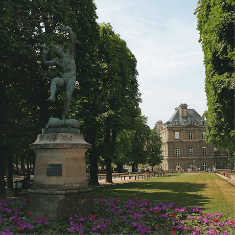 Bring a picnic to Luxembourg Gardens, an eight-minute walk away