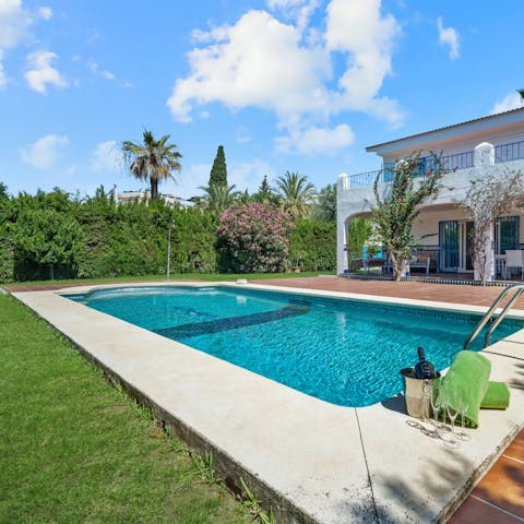 Swim in the private pool to cool off in the Spanish heat