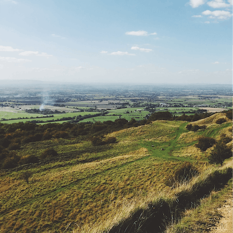 Don your walking shoes and admire the views from Leckhampton Hill