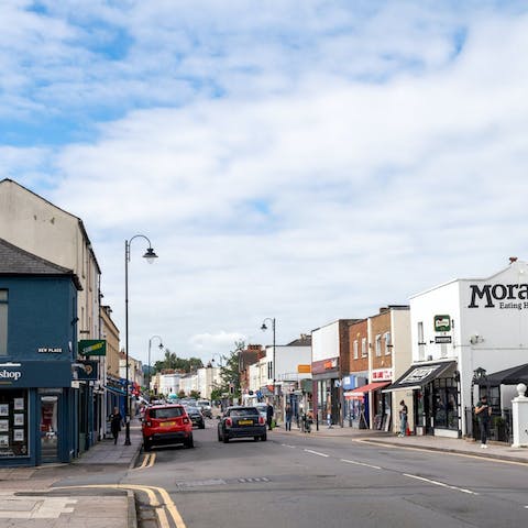 Enjoy a bite to eat on Cheltenham's Bath Road, a short stroll away