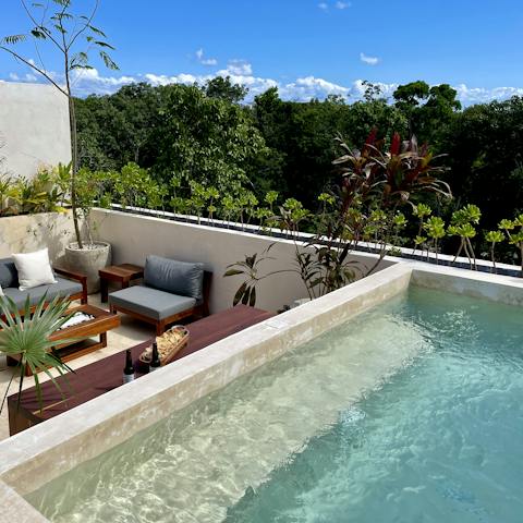 Take in the beautiful jungle views whilst relaxing in the plunge pool