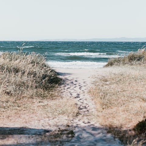 Immerse yourself in the natural beauty of the Fjellerup region, with your nearest sandy beach a twenty-minute walk away 
