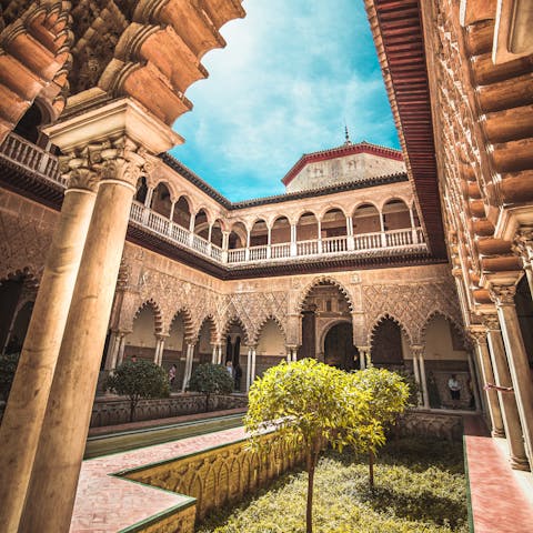 Admire  the beauty of the nearby Real Alcázar of Seville