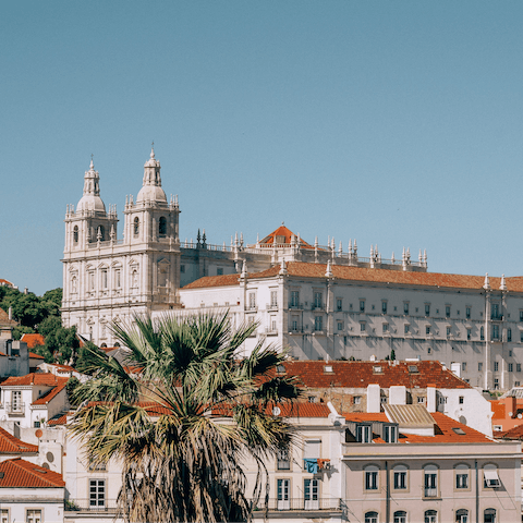 Explore Lisbon's historic Alfama district, twenty-five minutes away on foot