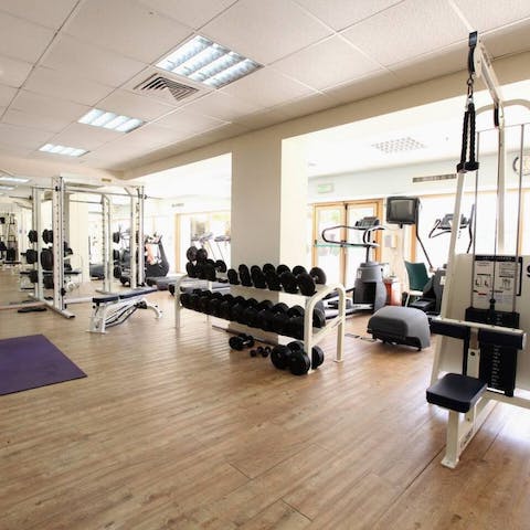 Work out in the well-equipped shared gym facility and stay fit during your trip