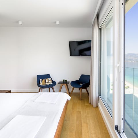 The bedrooms open up onto the terrace so you can soak up that late-morning sun