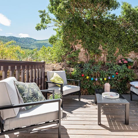 Enjoy a glass of wine on the deck while taking in stunning views of the Vosges