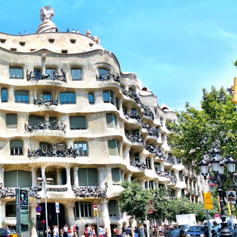 Admire the city’s iconic architecture – Casa Milà is a twelve–minute walk away