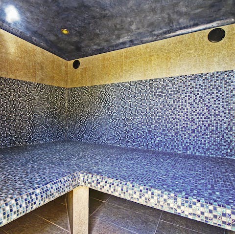 Unwind in the Turkish-style hammam after a busy day