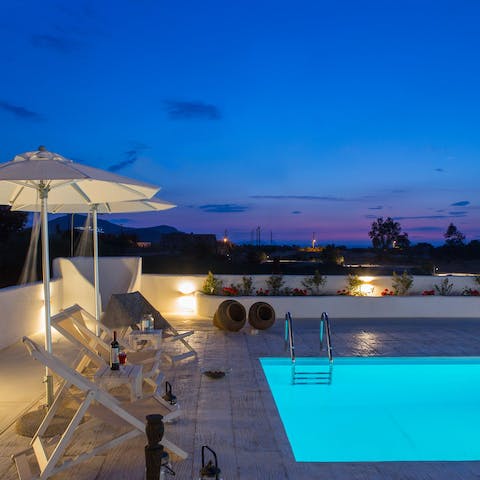 Watch the sun set and spend magical evenings outside by the pool