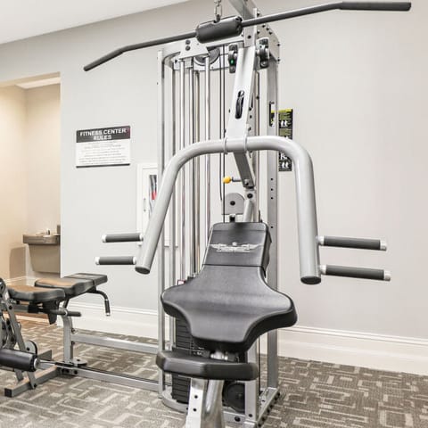 Keep up with your workout routine in the onsite gym