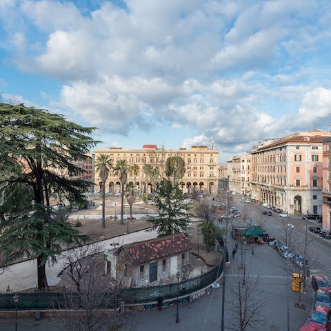 Stay in a central spot right across the street from Piazza Vittorio Emanuele