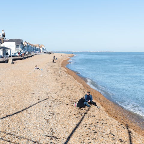 Grab a beach towel and walk one minute to the seafront