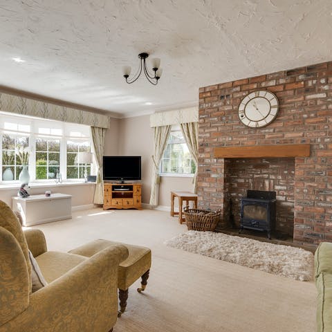Get toasty and warm besides the crackling flames in the wood-burning stove