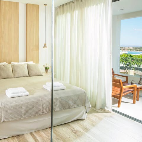 Soak up the sea views from the bedroom's balconies 