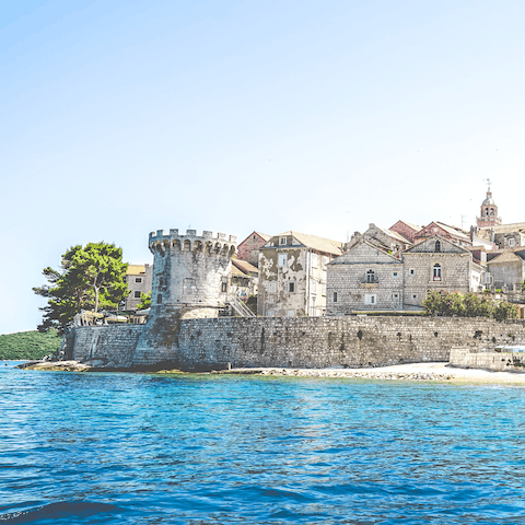 Lose yourself to Korčula's medieval streets, just five kilometres away