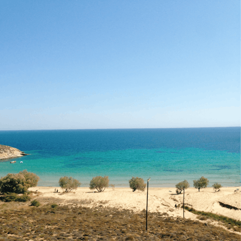 Find a number of beaches to visit, the closest being Souda, only minutes away