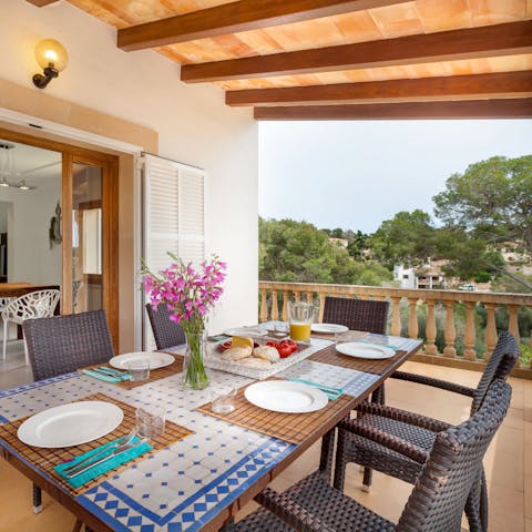 Enjoy an alfresco breakfast on the covered terrace