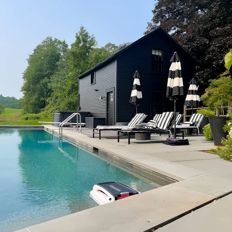 Go from basking in the sun to lapping the cool water of the private pool