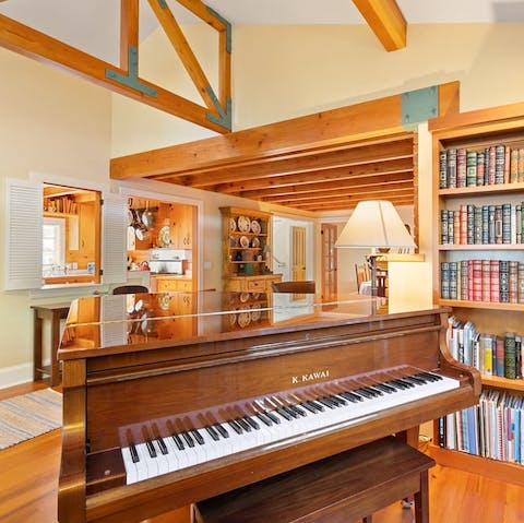 Tickle the ivories on the home's grand piano