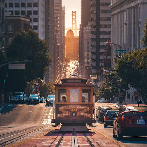 Plan a day trip to San Francisco, only forty-five minutes' drive away