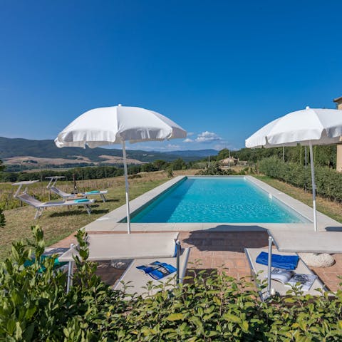 Soak up the Tuscan sun from in or beside the private pool