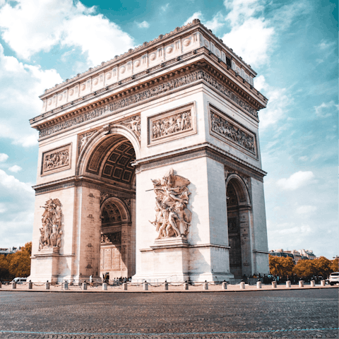 Take the train into central Paris and see the Arc de Triomphe