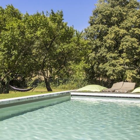 Swim in heated pool amid two hectares of beautiful gardens
