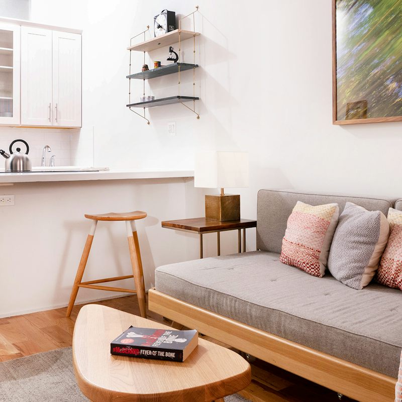 Enjoy the raw wood accents that make this place feel like a home
