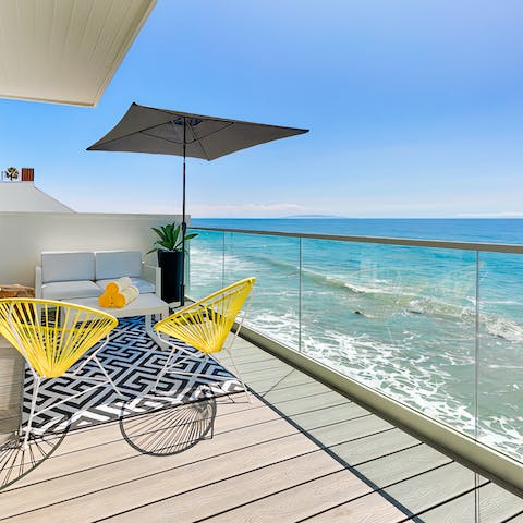 Drink in the fabulous ocean views from the private balcony