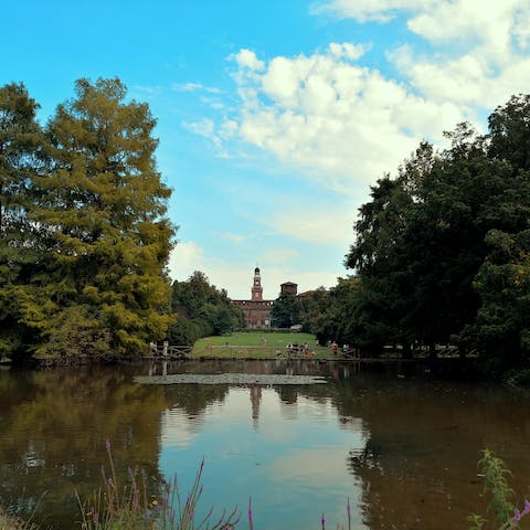 Slow things down with a stroll around Parco Sempione, ten minutes on foot from the front door