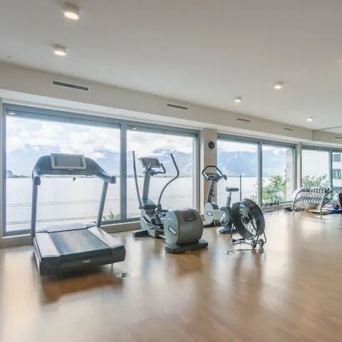 Work out and keep fit in the resident's only fitness centre against a gorgeous Alpine backdrop